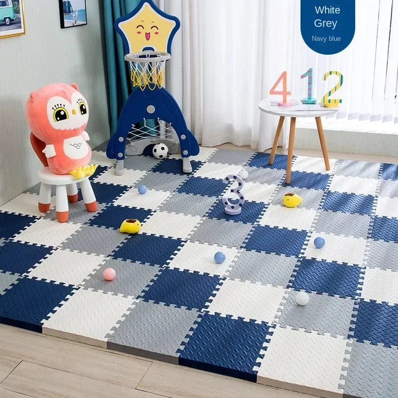 Vue de dessus du tapis de jeu avec motifs ludiques