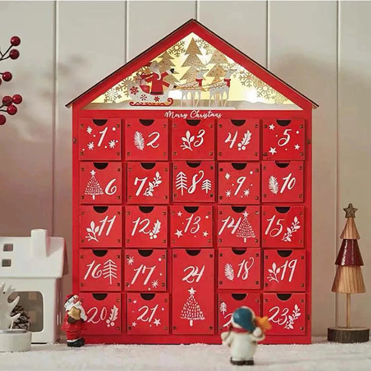 Calendrier de l'Avent en bois, ambiance chaleureuse