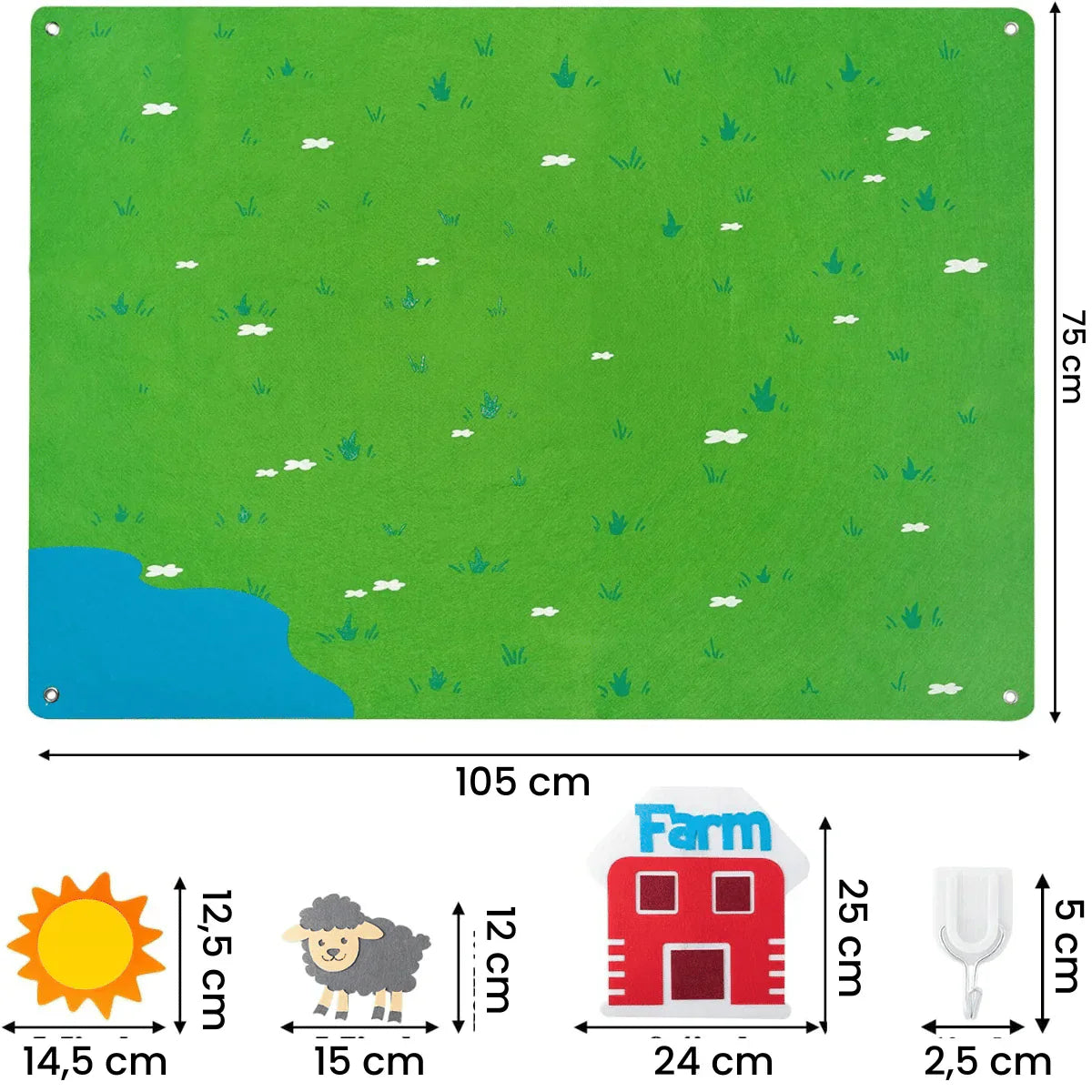 Tapis de feutre avec animaux de la ferme et accessoires