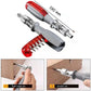 Tournevis pliable avec têtes interchangeables sur fond blanc
