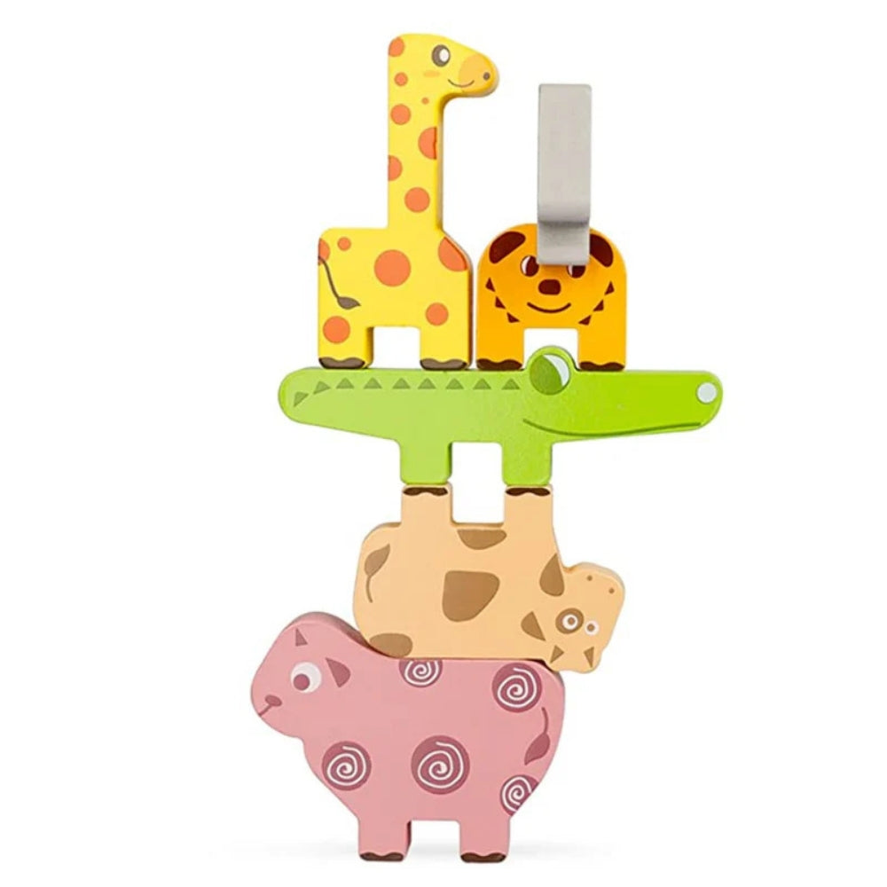 Enfants jouant avec des blocs animaux colorés sur une table