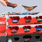 Vue latérale du camion transporteur avec voitures incluses