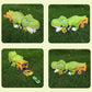 Camion dinosaure avec tête sculptée et roues visibles