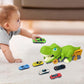Vue latérale du camion dinosaure avec espace de rangement