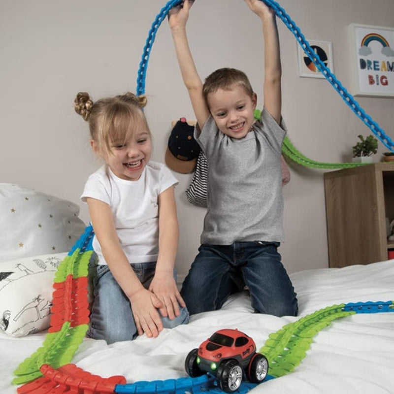 Piste de course flexible enroulée pour rangement