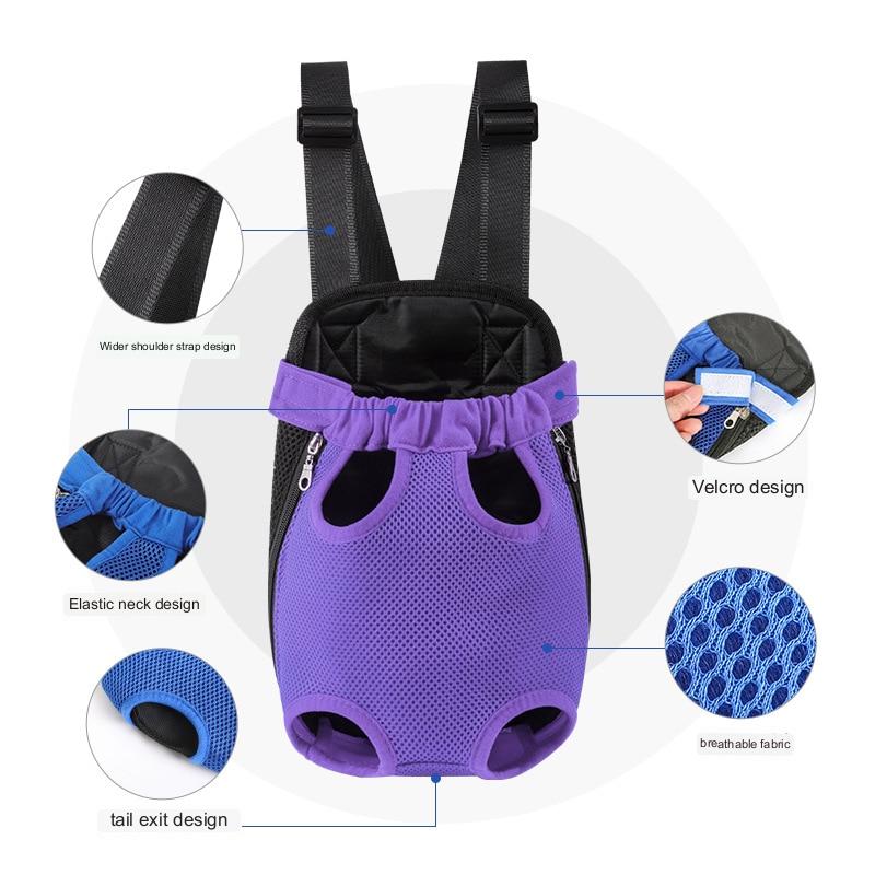 Sac à dos pour animaux en maille respirante, vue de face