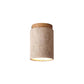 Lampe cylindrique minimaliste en travertin vue de côté
