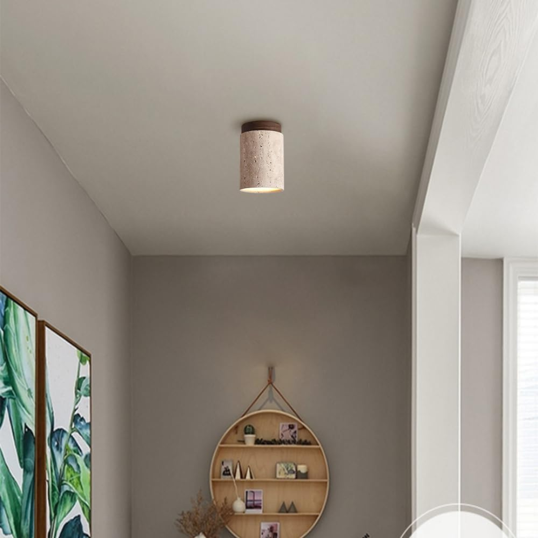 Lampe minimaliste éclairée dans un intérieur moderne