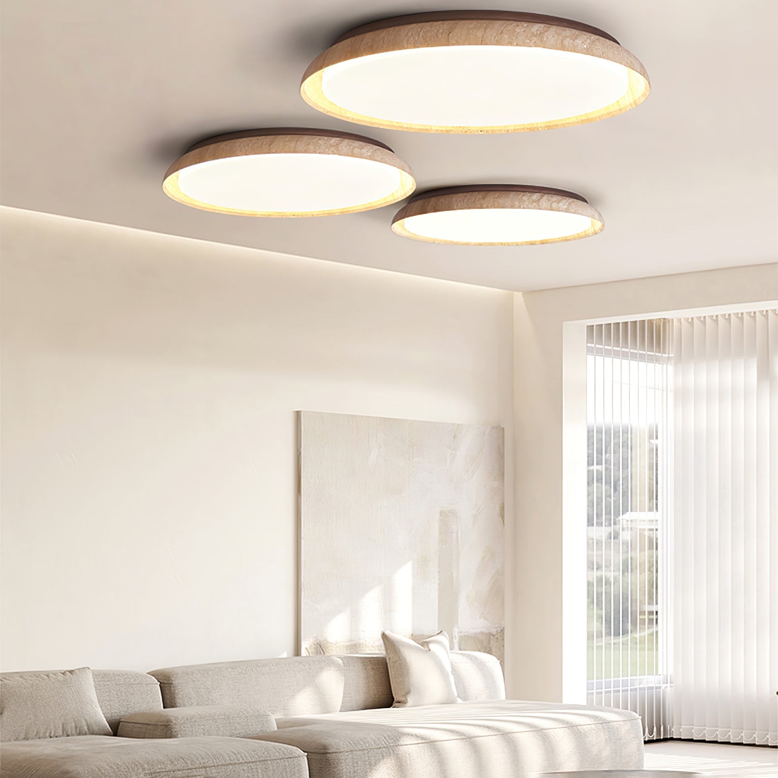 Détail du design élégant et épuré de la lampe de plafond