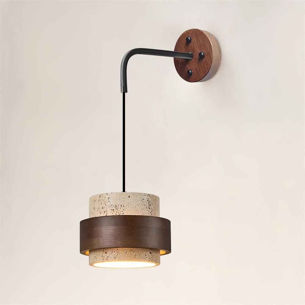 Applique murale en travertin avec accents en bois