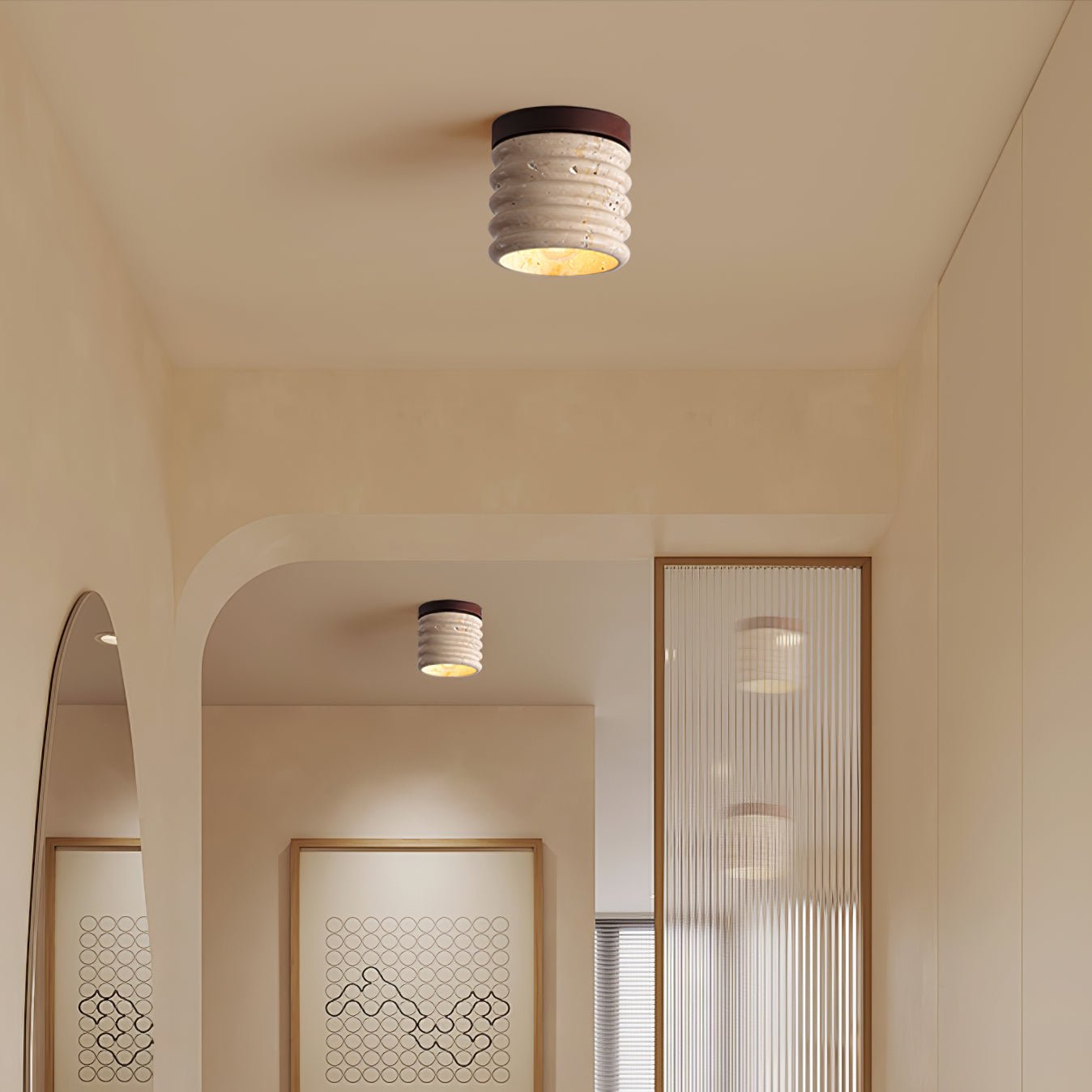 Vue de dessous de la lampe montrant la structure