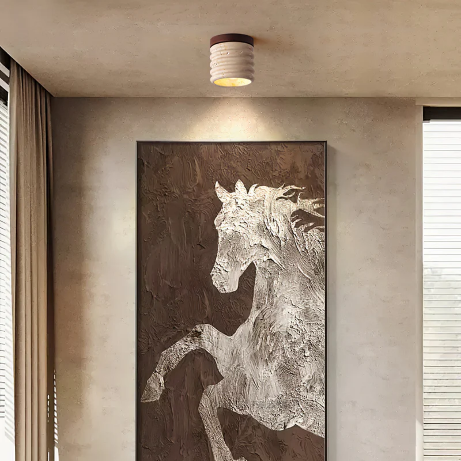 Lampe allumée, diffusant une lumière douce