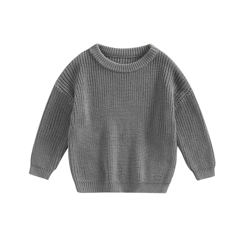 Pull enfant, manches retroussées, texture visible