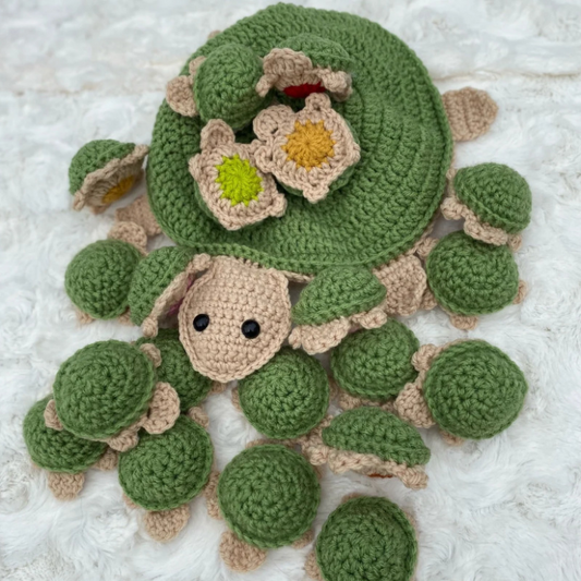 Tortue en crochet, texture douce et détails fins
