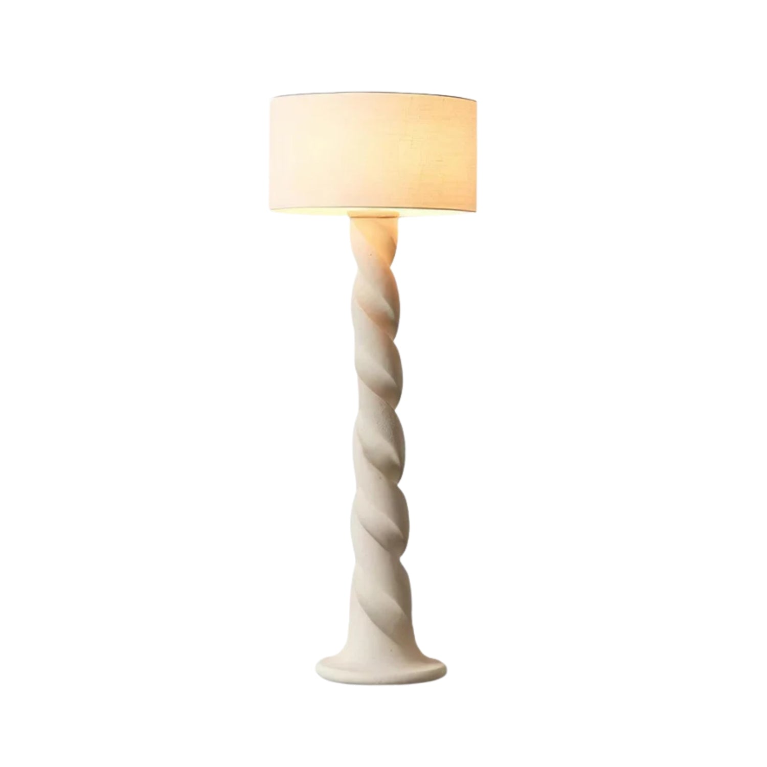 Lampadaire blanc avec lumière LED, intégré dans un décor moderne