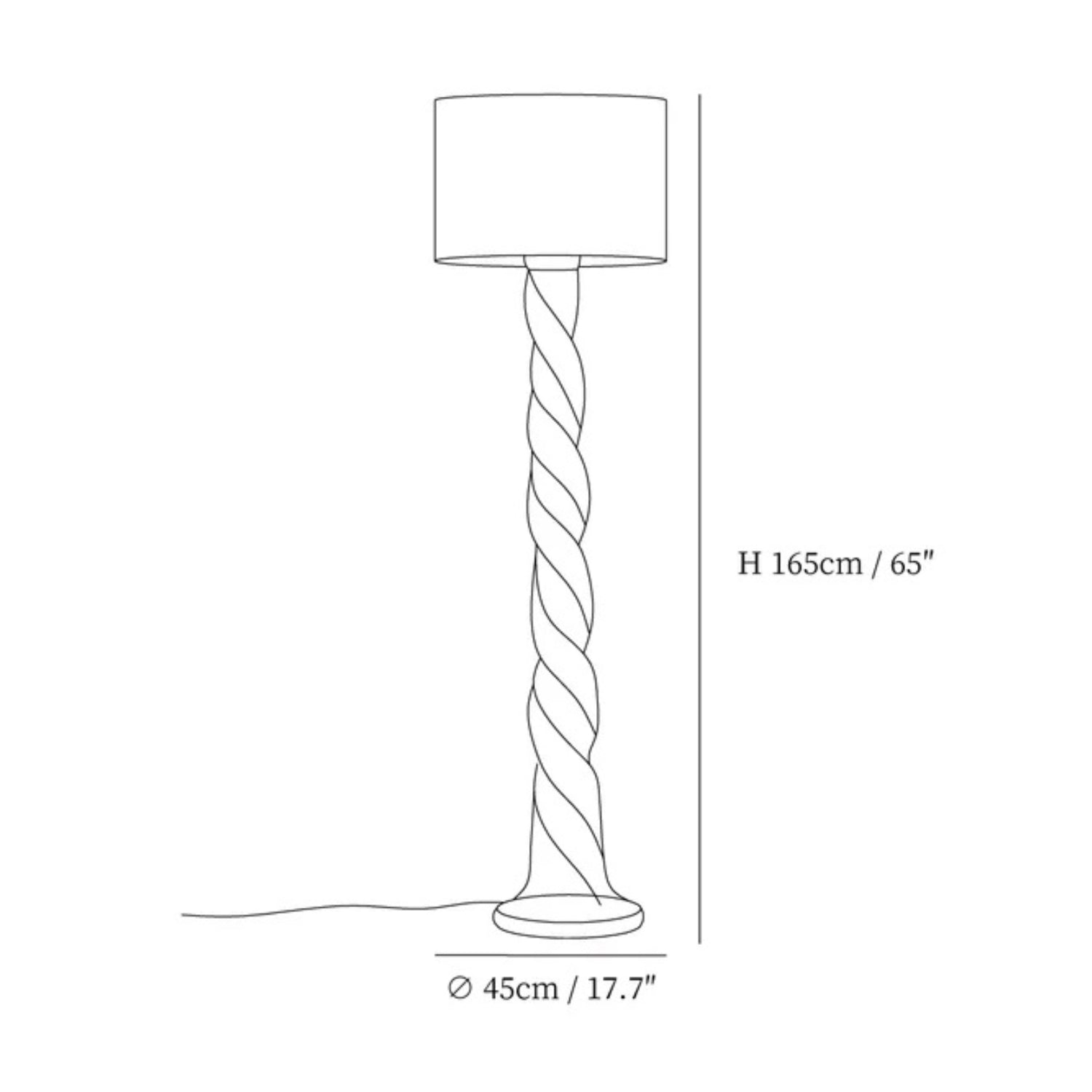 Détail de la base en résine blanche du lampadaire moderne