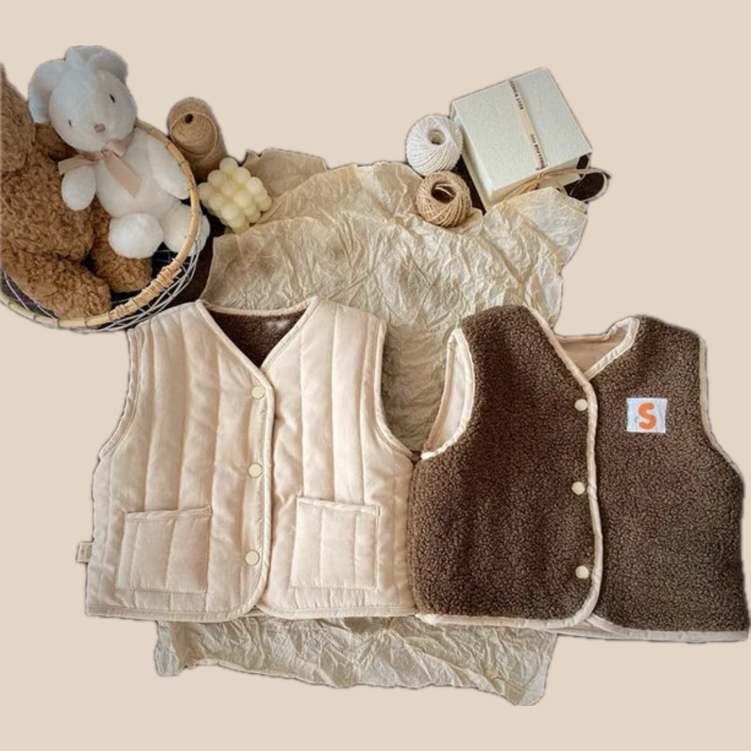 Gilet réversible enfant en coton, vue de face