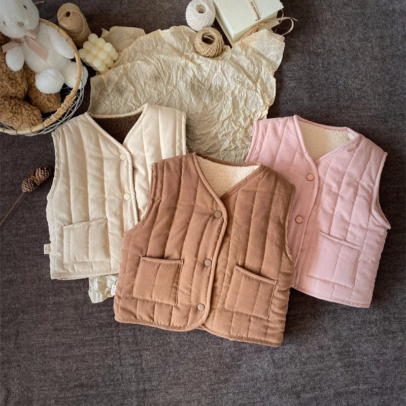 Enfant portant le gilet réversible, extérieur visible