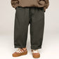 Pantalon enfant kaki en coton avec coupe détendue