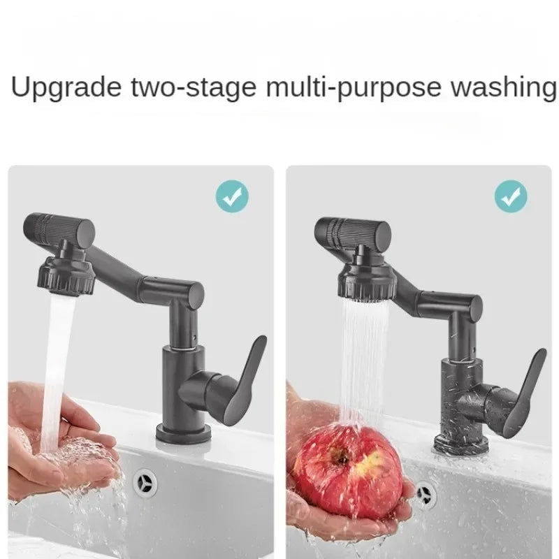 Vue rapprochée du mécanisme pivotant du robinet antisplash