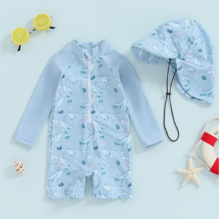 Ensemble de bain bébé avec manches longues et col haut