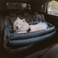 Chien allongé confortablement dans le lit de voiture