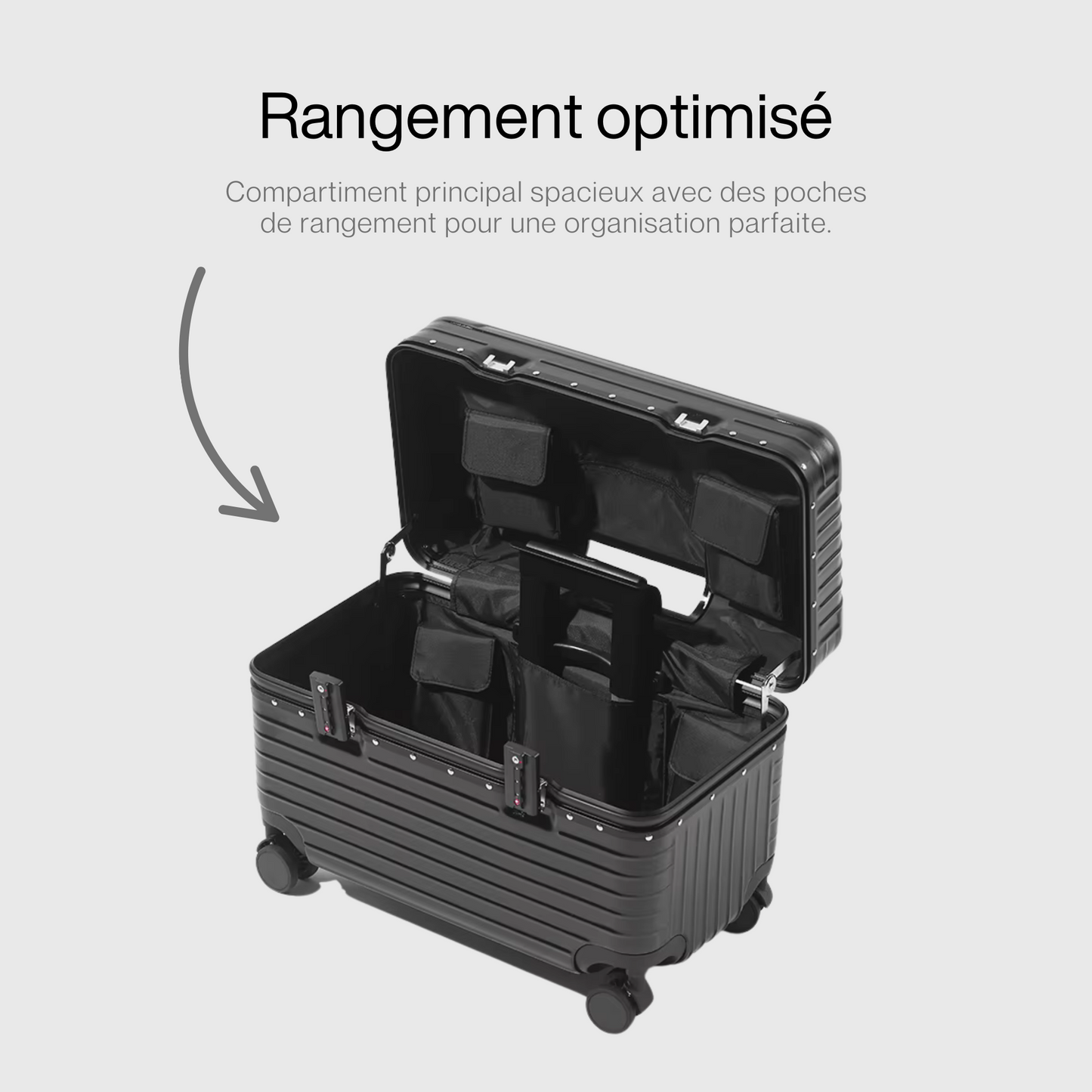 Valise cabine en composite tricouche avec poignée télescopique