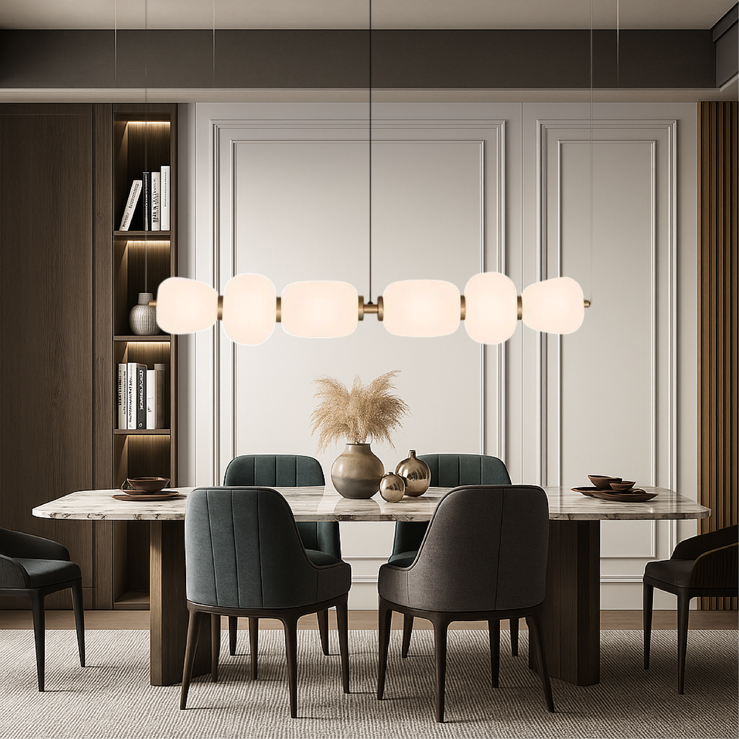 Lampe de table en verre blanc sur fond neutre