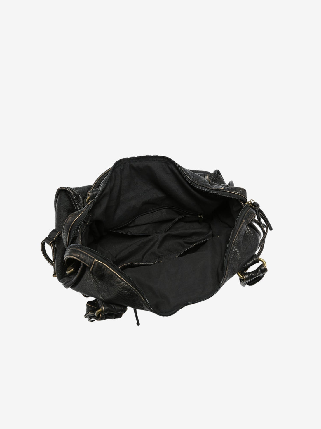 Intérieur spacieux du sac noir, doublure claire