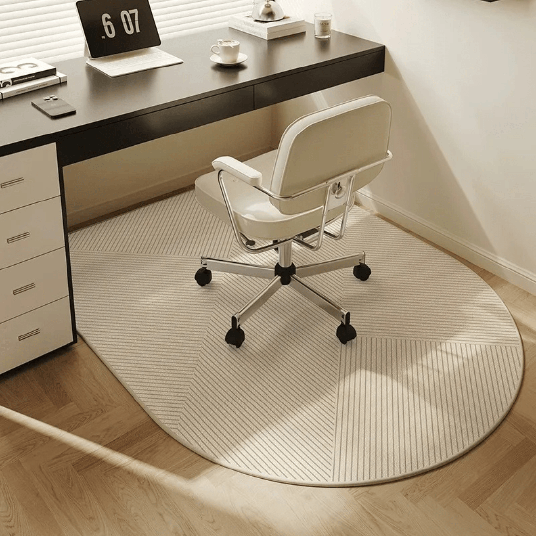 Tapis de chaise en velours protégeant un sol en bois