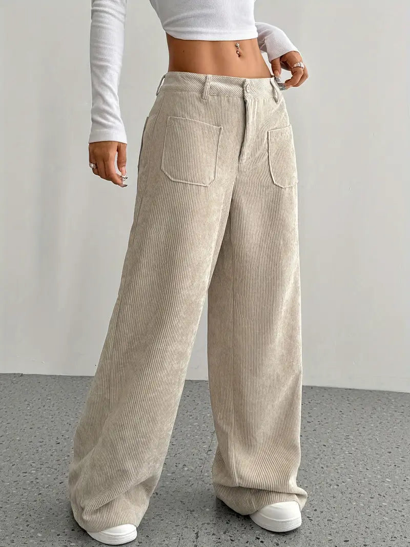 Pantalon en velours côtelé, coupe ample, vue d'ensemble