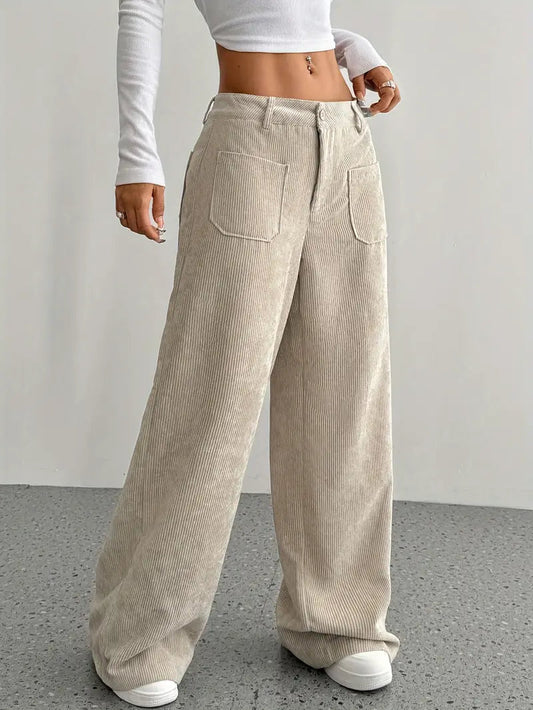 Pantalon en velours côtelé, coupe ample, vue d'ensemble