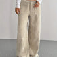 Pantalon en velours côtelé, taille haute, jambes larges