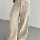 Pantalon taille haute avec poches, en velours côtelé