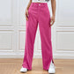 Pantalon large en velours côtelé avec fentes latérales