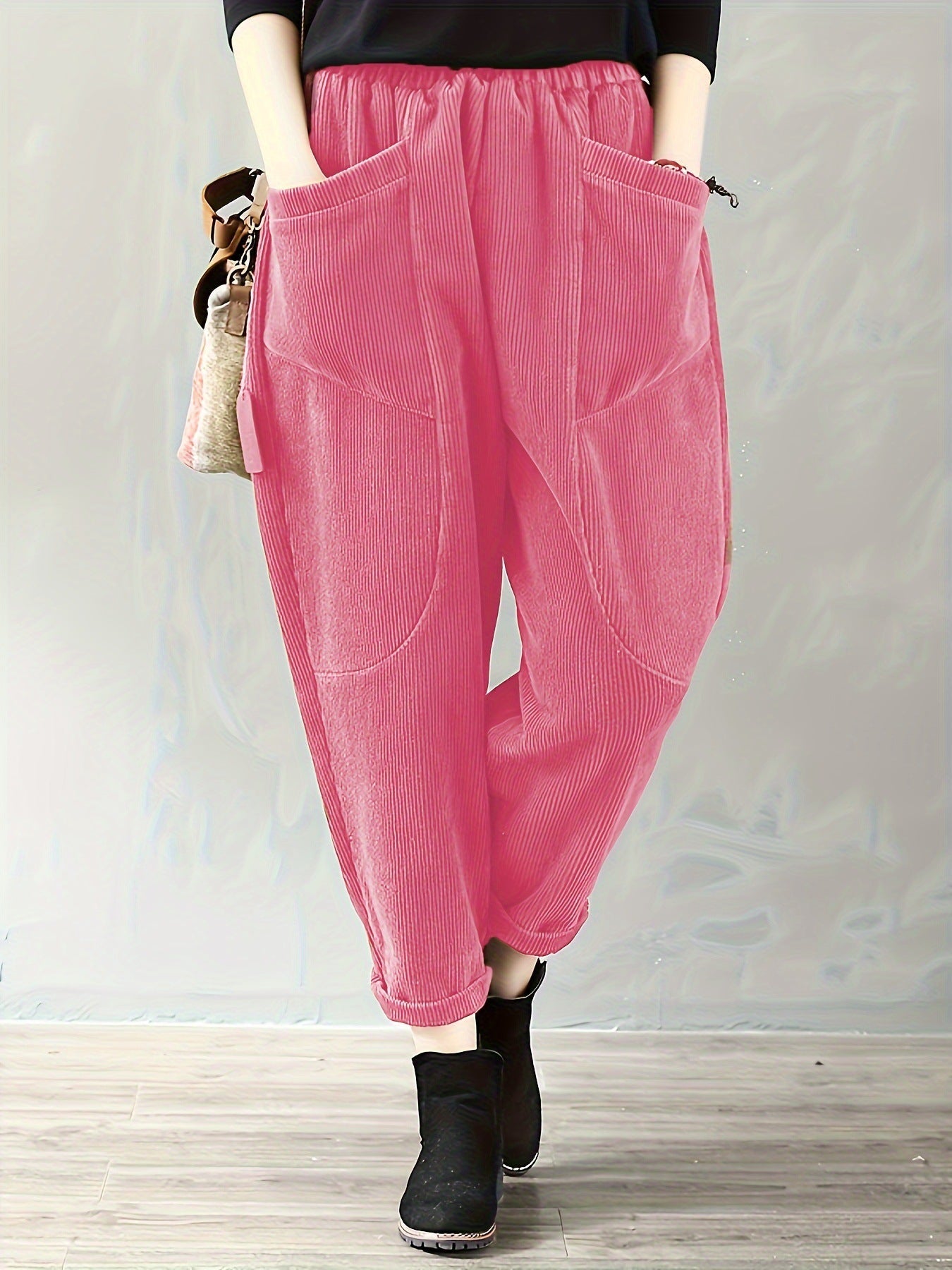 Pantalon en velours, style décontracté, vue complète