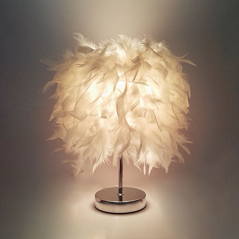 Lampe en plumes éteinte, montrant sa structure