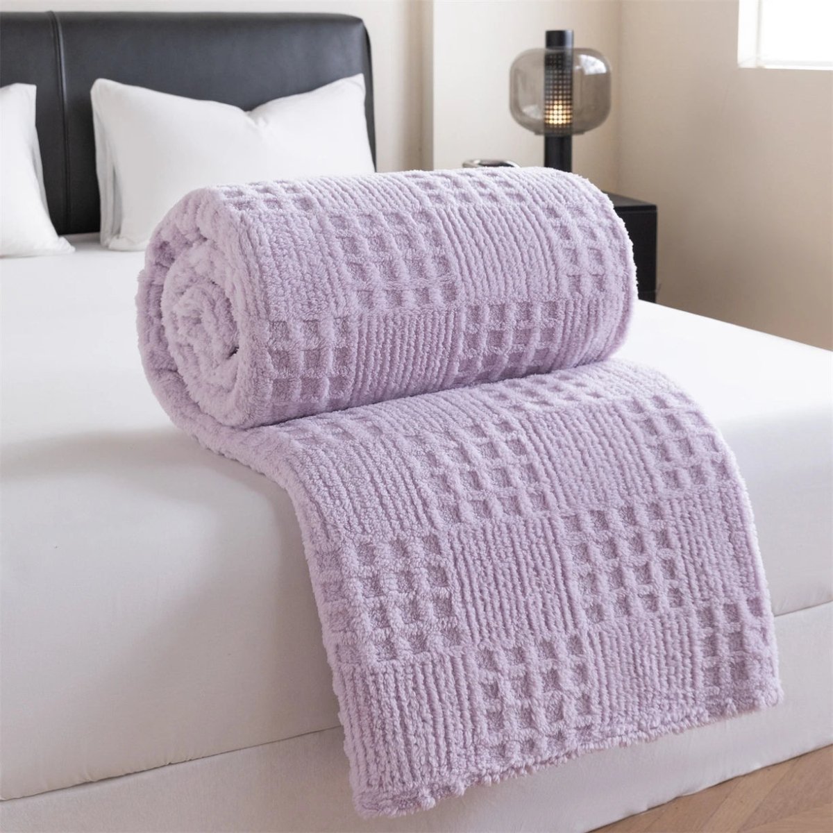Motif jacquard de la couverture en velours en détail