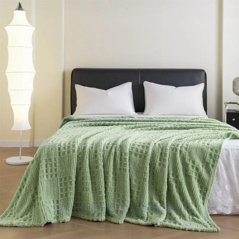 Texture jacquard en gaufre sur une couverture douce et épaisse