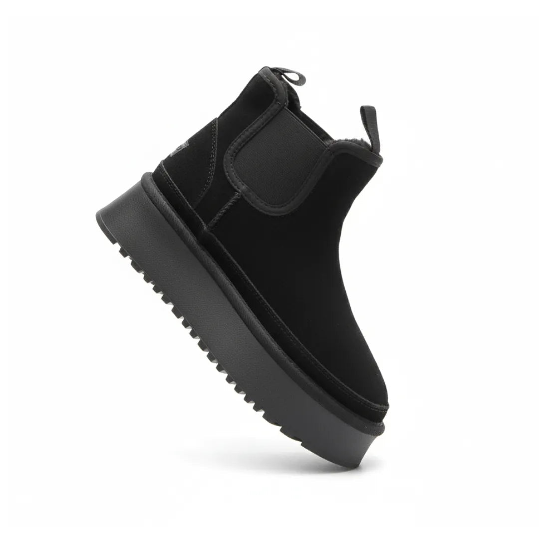 Bottines noires avec cou-de-pied élastique pour enfilage facile