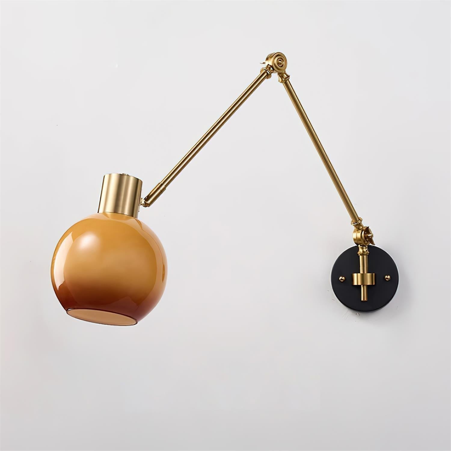 Bras doré ajustable de l'applique murale, détails du support noir