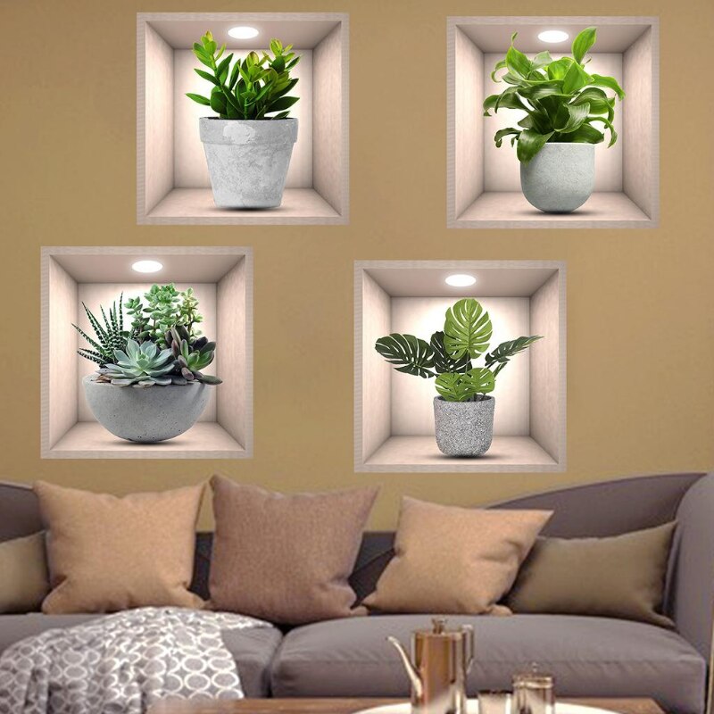 Autocollant mural plante moderne sur fond blanc