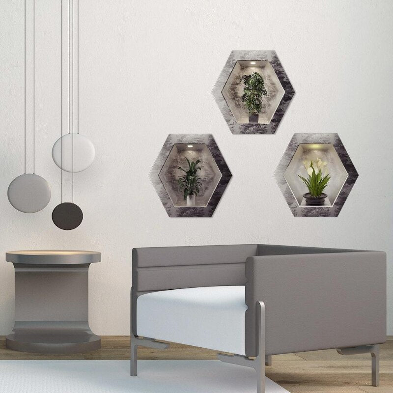 Autocollant plante moderne installé dans salon
