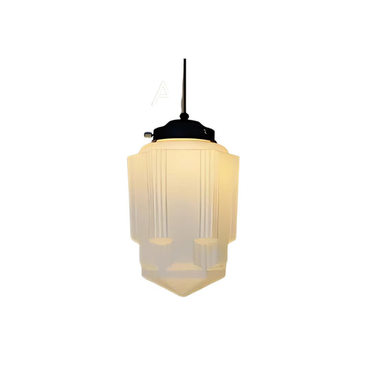 Lampe suspendue en verre opale, ambiance chaleureuse