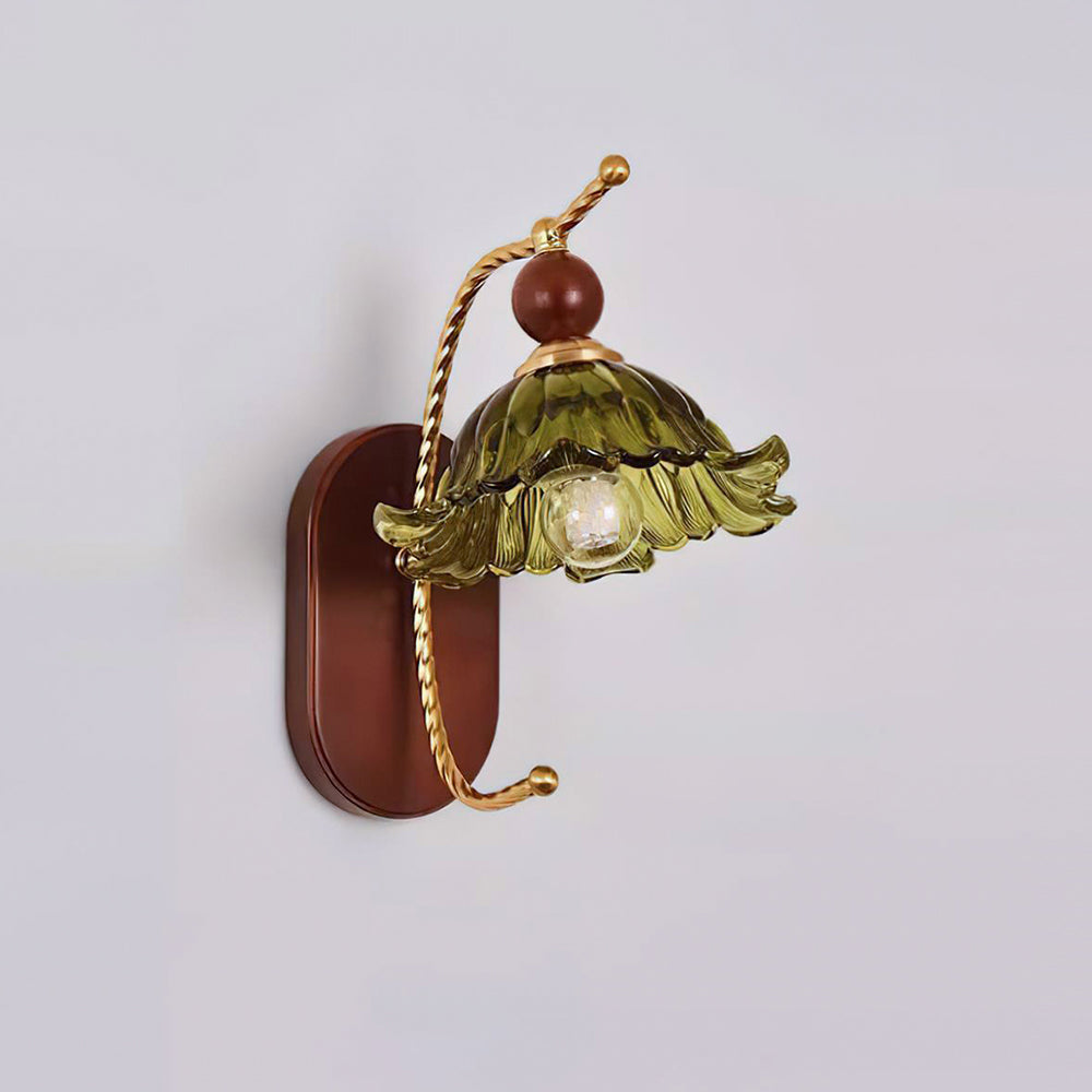 Détail du support mural et finition en noyer