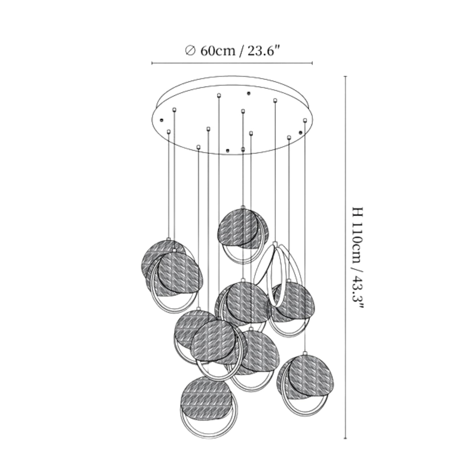 Lustre suspendu avec câbles réglables et design minimaliste