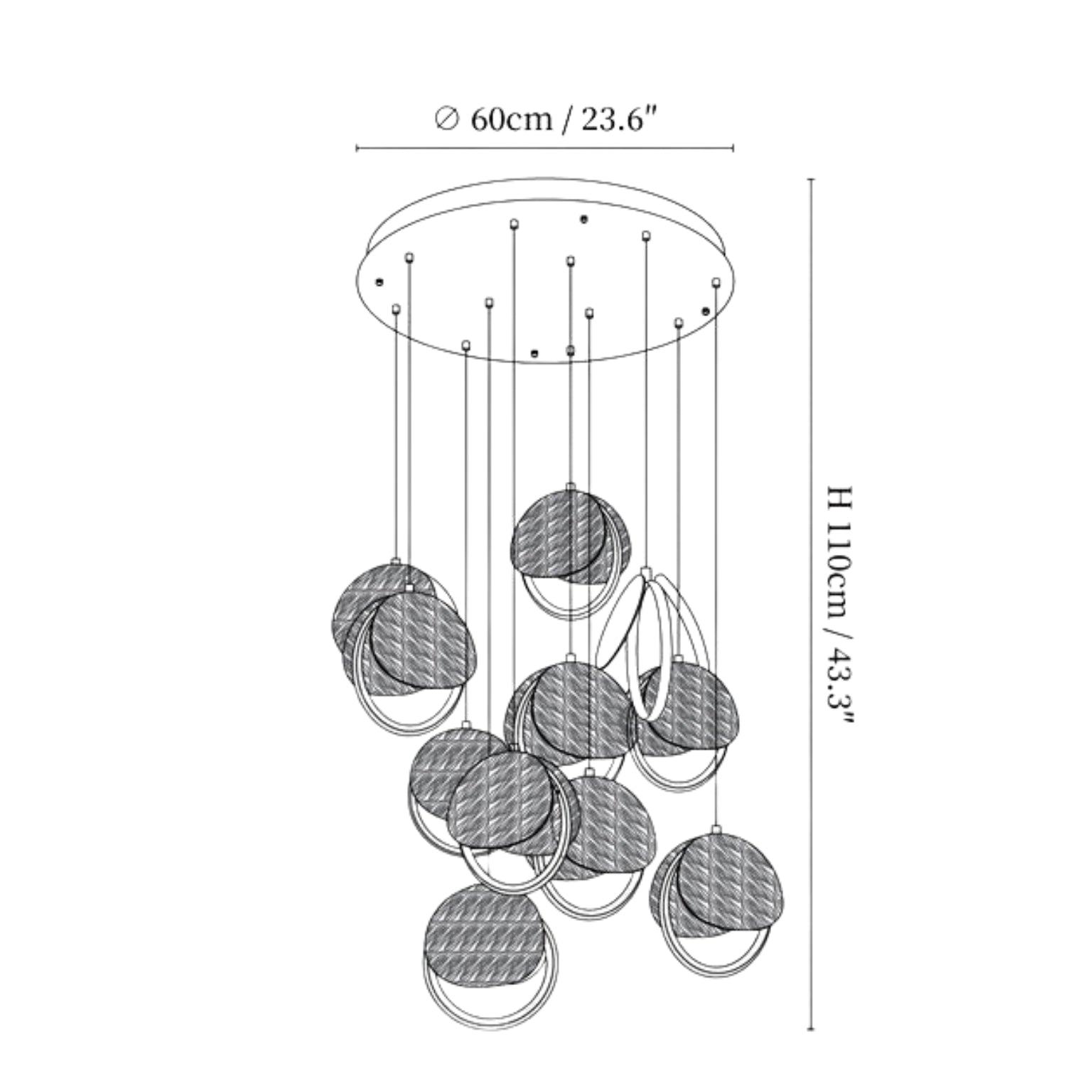 Lustre suspendu avec câbles réglables et design minimaliste