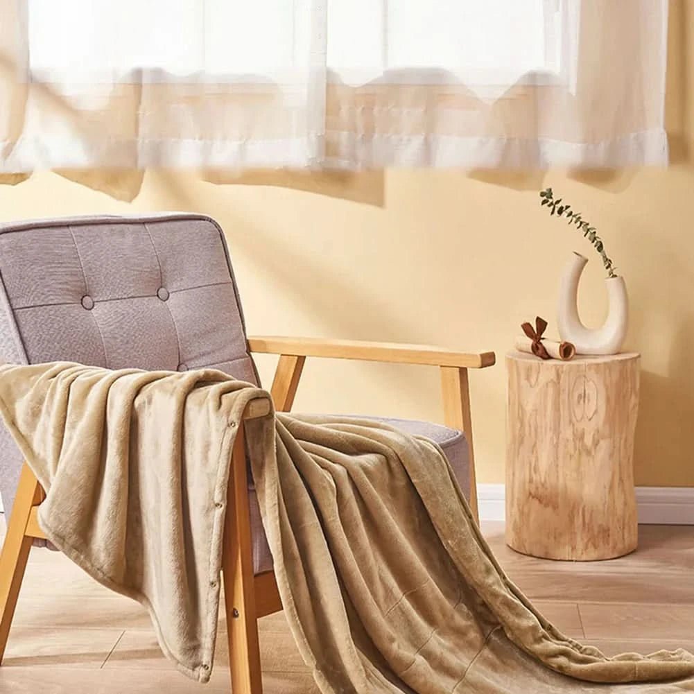 Gros plan sur le tissu doux de la couverture chauffante