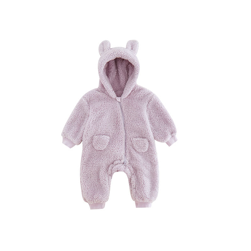 Combinaison bébé en polaire avec capuche à motifs