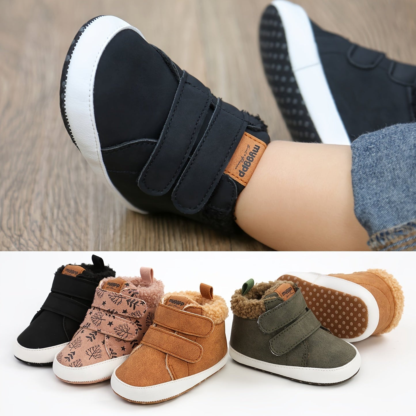 Intérieur des bottes bébé montrant la doublure polaire